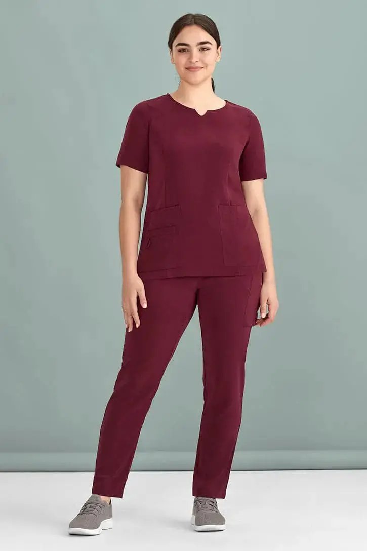 Biz Care Womens Avery Tailored Fit Round Neck Scrub Top CST942LS Simply Scrubs Australia
